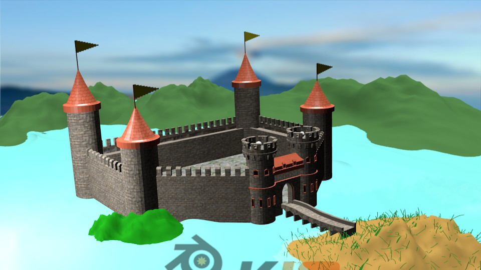 中世纪城堡扇子艺术-魔酷网